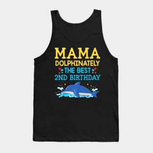 Mama Second Birthday Dolphin 2nd Bday Marine Biologist Tank Top